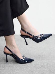 CUCCOO BIZCHIC 女士后跟蝴蝶结装饰高跟鞋，酒红色，适合春假、复活节、圣诞节等场合。 - 藍色 - 查看 3