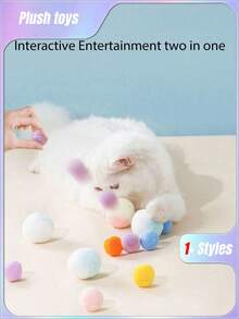 CAT Pom-Poms Launcher Toys, Random Color Cat Pom-Poms Self-Hi ToysThe Product Image Has A Method Of Use,Consumables Pet Interactive Launch Pom-Poms Toy Gun 1pc - Multicolor - View 5