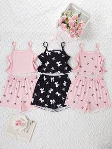 6PCS Tween Girls Pajamas - Multicolor - View 5