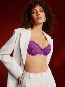 EmpressEnvy Women's Lace Fashionable & Comfortable Bra - Purple - View 6