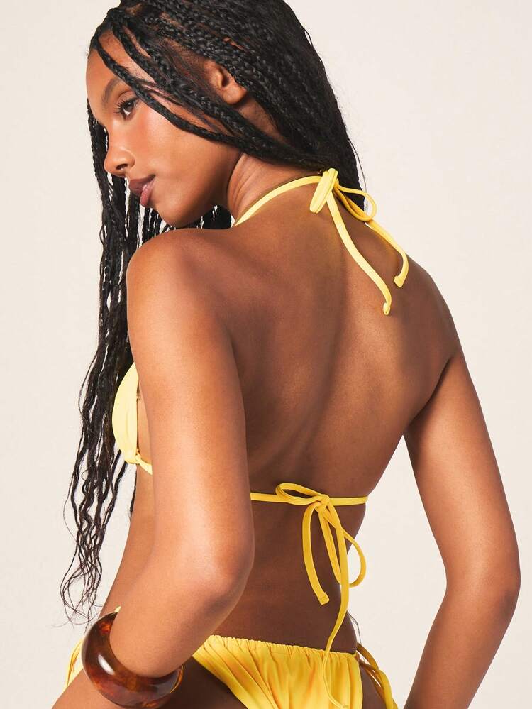 MISSGUIDED Top de bikini triangle avec liens à la nuque et à la taille, réglable pour les vacances d'été à la plage et la natation