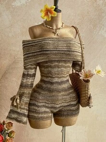 Soleia Mono de punto minimalista sin hombros para mujer, uso diario - Multicolor - Ver 4