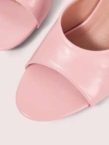 CUCCOO DOLLMOD Women's Pink Chunky Heel Open Toe Minimalist Slide Sandals, Cute Daily Sweet Commute Date Fashionable Versatile - Pink - View 8