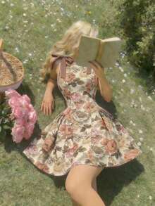 SHEIN MOD Đầm jacquard cổ tròn không tay, phối màu nổi bật, điểm nhấn nơ ở eo, dáng xòe rộng – phong cách cổ điển thập niên 70; hoàn hảo cho kỳ nghỉ, hẹn hò, dã ngoại, tiệc tùng, dạ hội, lễ hội và sinh nhật. - Nhiều màu - Xem 1