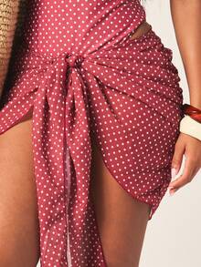 MISSGUIDED Bộ bikini chấm bi kèm khăn choàng cổ yếm, đồ bơi hai mảnh cho kỳ nghỉ hè ở bãi biển. - Đỏ và trắng - Xem 5