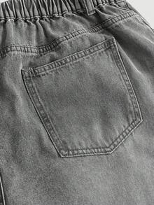 SHEIN MOD Plus Size Women Loose Fit Ripped Blue Wide Leg Jeans - Light Grey - View 4