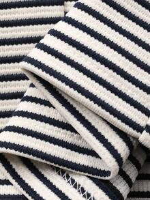 DAZY Tween Boy Teddy Bear & Letter Print Dropped Shoulder Loose Top And Striped Pants Pajama Set, Suitable For Spring, Summer, Autumn - White - View 8