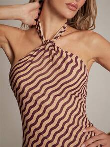 Hauture Women's Bias Stripe Halter Mini Dress - Multicolor - View 5