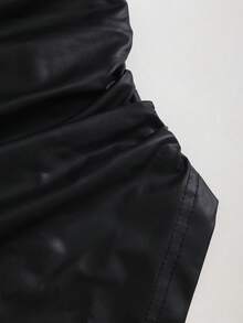 Sweetra Nueva Camiseta Negra Corta sin Mangas con Hebilla Metálica Asimétrica y Capas, Adecuada para Uso Diario - Negro - Ver 6