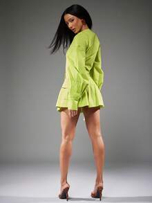 NYA SZN 绿色工装口袋棉质迷你裙 - 綠色 - 查看 2