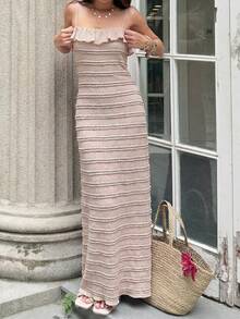 Sunnyshic Đầm nữ đơn sắc tối giản, kiểu dáng thường ngày, ngọt ngào, nhiều lớp. - Màu Hồng baby - Xem 8