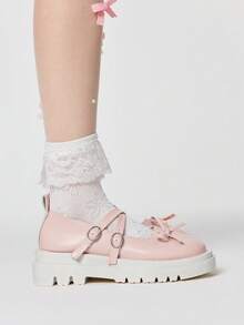 ROMWE Kawaii Women Wedges & Flatform - Pink Matte Cross - View 4