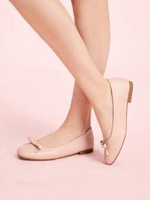 CUCCOO DOLLMOD Cute Fairy Flat-Bottomed Bow Commuter Shoes New Spring And Summer New Low Vamp Slip-On Comfortable Soft-Soled French Ballet Shoes Grandma Shoes Valentine's Day - Baby Pink - View 5