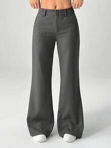 SHEIN PETITE New Style Autumn Winter Low-Waist Casual Personalized Suit Trousers - Grey - View 9