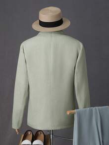 Manfinity Bizformal Blazer casual de hombre de color verde claro con textura, de corte slim y ajuste holgado, de un solo abotonado - Verde - Ver 2