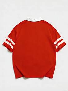 ROMWE MEN Prep Jersey de la Copa Mundial 2026, camisa polo casual de moda para hombre, top de manga corta de estilo callejero, primavera/verano/otoño - Multicolor - Ver 2