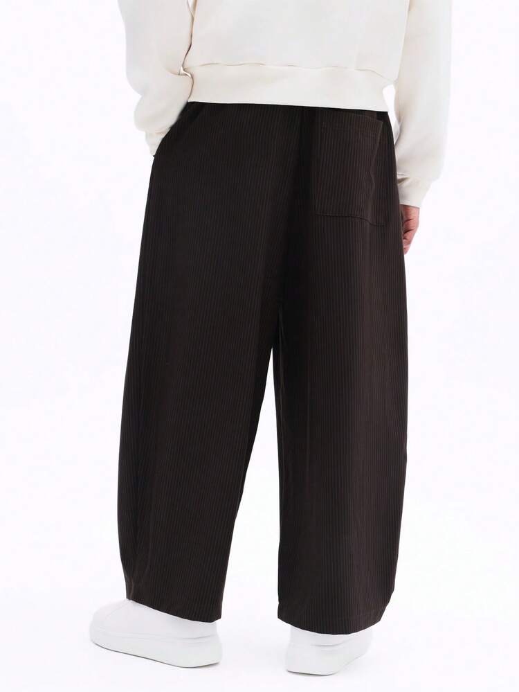 Wide Leg Cropped Pinstriped Trousers