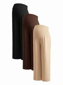 Modmama 孕妇休闲纯色可调节腰直筒裤 - 彩色 - 查看 14