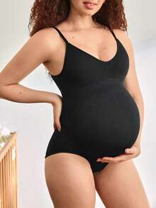 Moonlight&Mama 1件装女士可调节肩带休闲多功能孕产塑身连体衣，黑色 - 黑色 - 查看 4