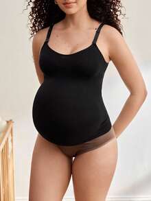 无缝产后束腹带，哺乳塑身背心，高弹力，柔软舒适，亲肤，女性产后塑形内衣 - 黑色 - 查看 6