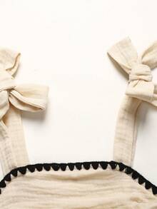 SHEIN 少女时尚优雅编织吊带连衣裙 - 杏色 - 查看 9