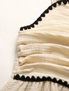 SHEIN 少女时尚优雅编织吊带连衣裙 - 杏色 - 查看 6