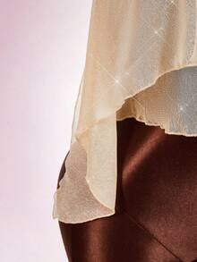 Amplova Asymmetrical Hem Deep V-Neck Women's Camisole For Party & Banquet - Gold - View 14