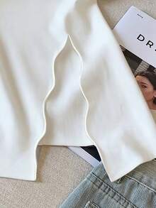 Everyssa Blusa sin mangas de verano casual con contraste de ribete y abertura en el bajo para mujer - Multicolor - Ver 4