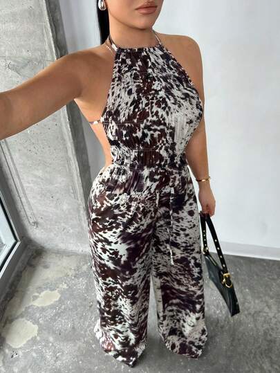 SHEIN SXY 女士印花休闲直筒裤，春夏款