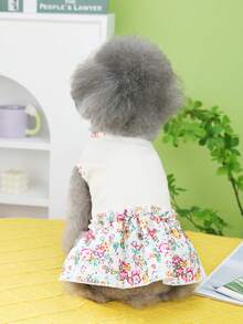 PETSIN 狗狗服装、猫咪服装、动物裙装、宠物春夏新品系列、幼犬连衣裙、公主风百搭连衣裙、条纹印花、小型动物服装、清凉防晒霜 - 彩色 - 查看 11