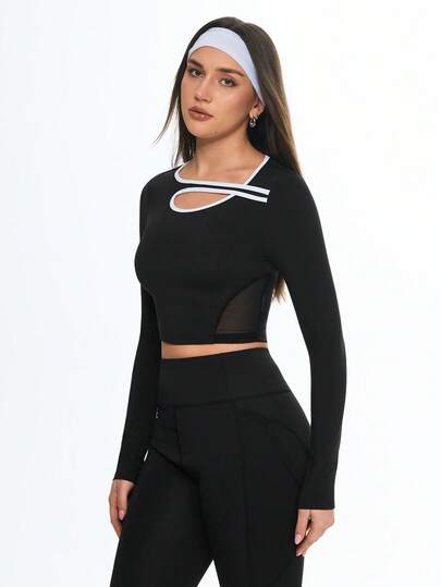 Eassivo Women's Sports T-Shirt, Professional Workout Top, New Arrival Asymmetric Design Elegant Long Sleeve Yoga Wear