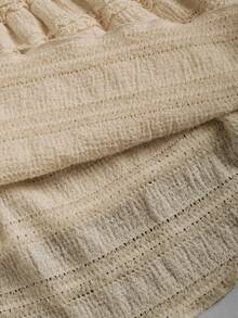 Sweetra Solid Color Ruffle Trim Number Print Double Layered Hem Skirt, Casual & Resort Y2K Mini Short - Khaki - View 3