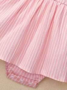 Souflis Souflis 1 pieza Mono informal, lindo y elegante para bebé niña con bordado y rayas, de peso ligero - Rosa - Ver 5