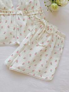 Comfortcana Bộ đồ hai mảnh nữ mùa hè xuân 2026 mới, chất liệu 100% cotton, họa tiết hoa trắng, phối ren, thích hợp cho trang phục nghỉ dưỡng, lễ Phục Sinh, ngày Thánh Patrick, đi chơi, dự tiệc, đám cưới, lễ tốt nghiệp, thanh lịch, kỳ nghỉ, thường ngày, sang trọng, trang trọng, ngày Valentine, lễ hội, trang phục đi biển. - Màu be - Xem 10