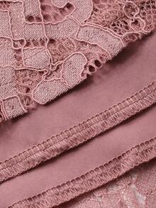 DAZY 女士优雅蕾丝立领荷叶袖长连衣裙，夏季婚礼宾客礼服 - 粉色 - 查看 11