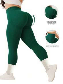Slayform Quần legging thể thao tập yoga kiểm soát bụng cỡ lớn cho nữ - Màu xanh Cadet - Xem 3