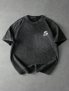 PAVTROS 1 tricou supradimensionat cu mânecă scurtă, croială lejeră, pentru bărbați, stil casual stradal, cadou excelent pentru iubit/soț, versatil pentru zi de zi, naveta, vacanță, întoarcerea la școală, asortat pentru cupluri. Ziua Îndrăgostiților, primăvară-vară, Y2K, Mardi Gras, vintage, streetwear, petrecere, Ziua Sfântului Patrick, ieșiri în oraș. - Negru - Vizualizare 2