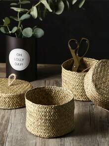 Madebyblanc 手工编织天然海草收纳盒，绳编提手，天然黄麻和海草材质，圆形，可用于存放大蒜、生姜、水果、糖果，也可作婚礼回礼、伴娘礼物、桌面收纳盒、玄关杂物收纳盒、家居装饰、厨房台面、浴室、客厅等场所使用，是派对回礼、节日礼物和旅行便携收纳的理想之选。 - 彩色 - 查看 10