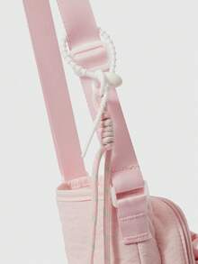 ROMWE Kawaii Túi xách nữ thời trang, màu trơn, có nơ lớn phía trước và ngăn khóa kéo, kiểu dáng đơn giản, đựng điện thoại, đeo chéo vai. - Hồng - Xem 5