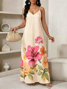 SHEIN Lady Vestido casual de vacaciones sin mangas con estampado floral para mujer de talla grande - Multicolor - Ver 4
