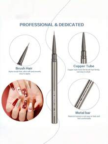Nail Art Liner Pen, Fine Lines, Stripe Painting, 6/9/12/15/18/25mm. Nail Design Pen, Professional Nail Art Tool, Pinceau Ongle Gel. - Grey - View 5