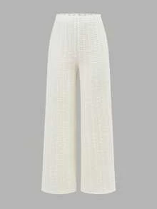 Firerie Kids 少女杏色纹理面料不对称肩部上衣+宽松长裤两件套，休闲时尚，百搭，适合派对、郊游、姐妹合照、公园、露营、度假、日常休闲等场合。 - 杏色 - 查看 7