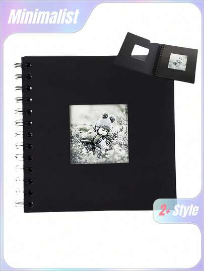 1pc, Scrapbook Photo Album With Black Inner Cowhide Paper Pages, 7x7 Inches, 20 Pages, DIY Notebook, Wedding Anniversary Memory, Travel, Guest, Christmas, Gift Giving, Message Book, Birthday, Valentine's Day Gift