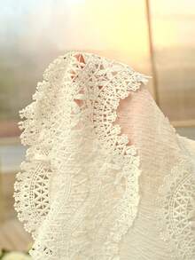 MOTF PREMIUM WOMEN'S ROMANTIC ELEGANT LACE PATCHWORK LONG SLEEVE BLOUSE, SPRING/SUMMER - White - View 7