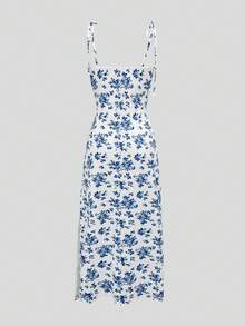 GlowEve Vestido sin mangas minimalista con estampado para mujer - Azul y blanco - Ver 4