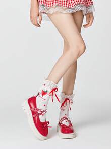 ROMWE Kawaii Cuñas y plataformas para mujer - Mate rojo - Ver 2