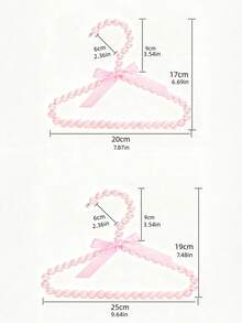 10pcs Set European Style Pearl Hangers With Bow Decor, Essential Furniture For Clothes, Pearl Pants Clips, Pet Clothes And Regular Clothes Storage - Default - View 2