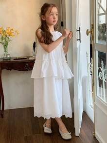 DAZY Tween Girls Sleeveless Round Neck Dress Summer - Beige - View 5