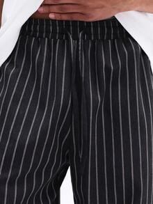 SUMWON Calça Casual Masculina de Ajuste Relaxado com Listras Verticais, Cintura Elástica e Perna Larga para Conforto e Estilo do Dia a Dia - Chumbo - Visão 7