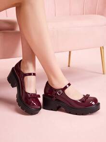 CUCCOO DOLLMOD 女士坡跟舒适时尚乐福鞋 新年假期 - 深酒紅色 - 查看 5